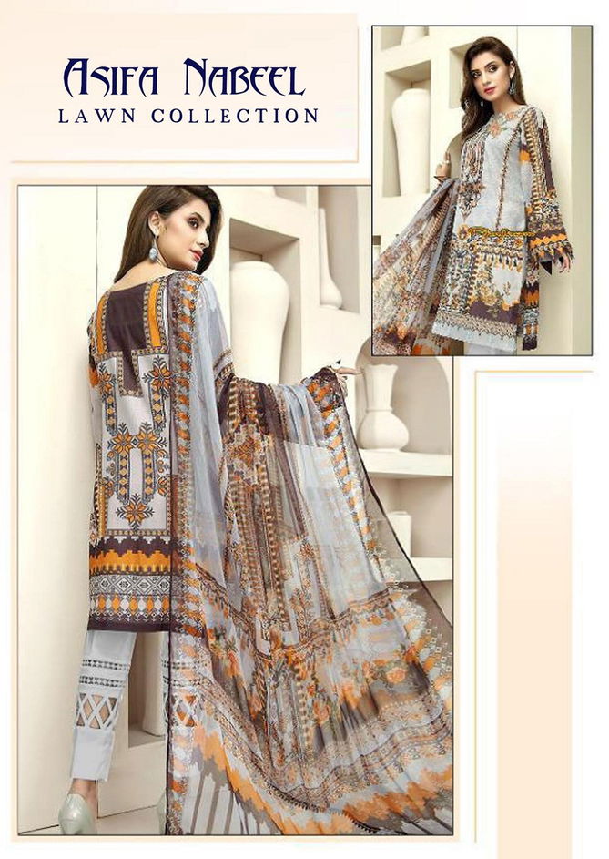 Asifa Nabeel 4 Lawn Printed Karachi Dress Materials collection